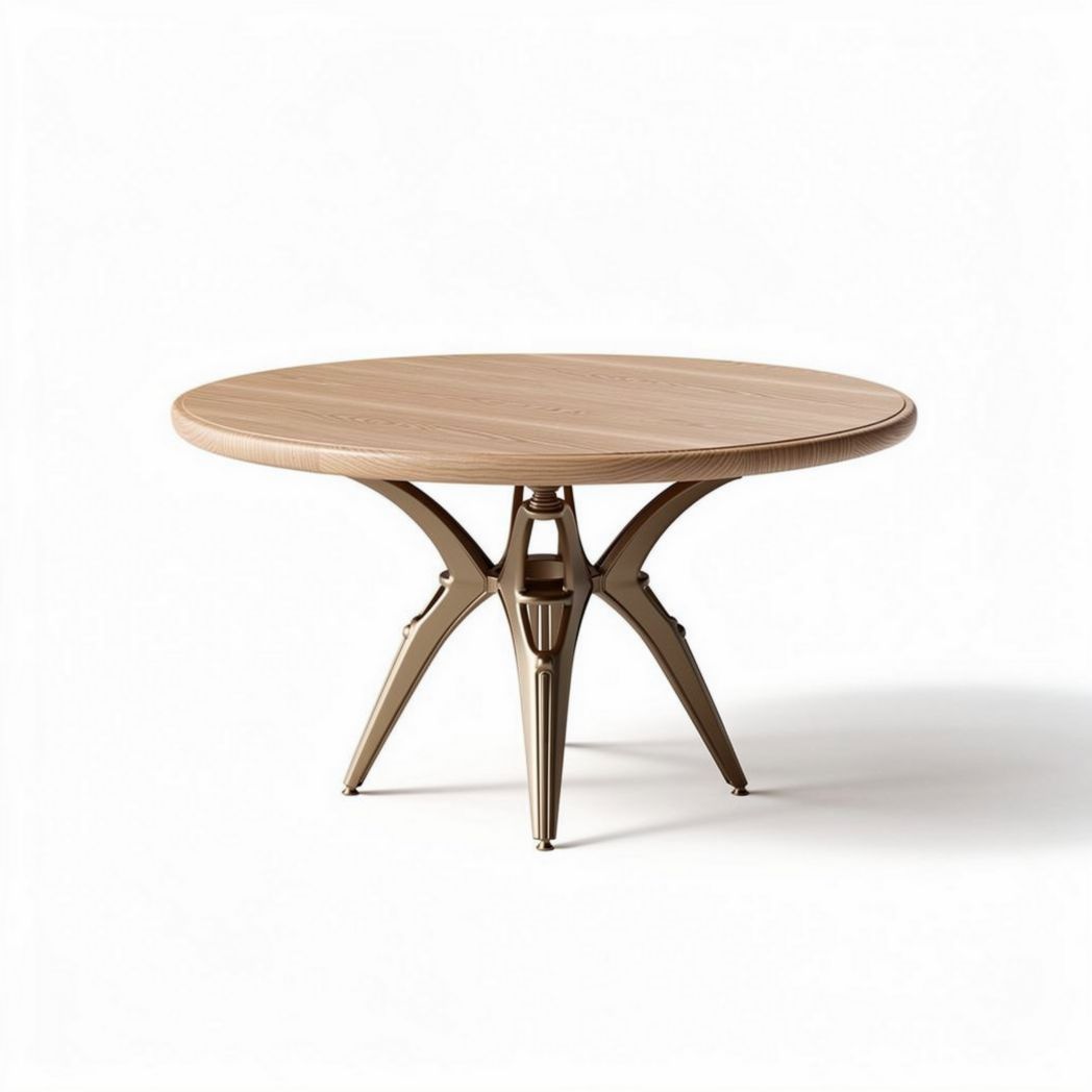 Table ronde en bois de chêne avec pieds en métal dimensions 80 x 80 x 75cm