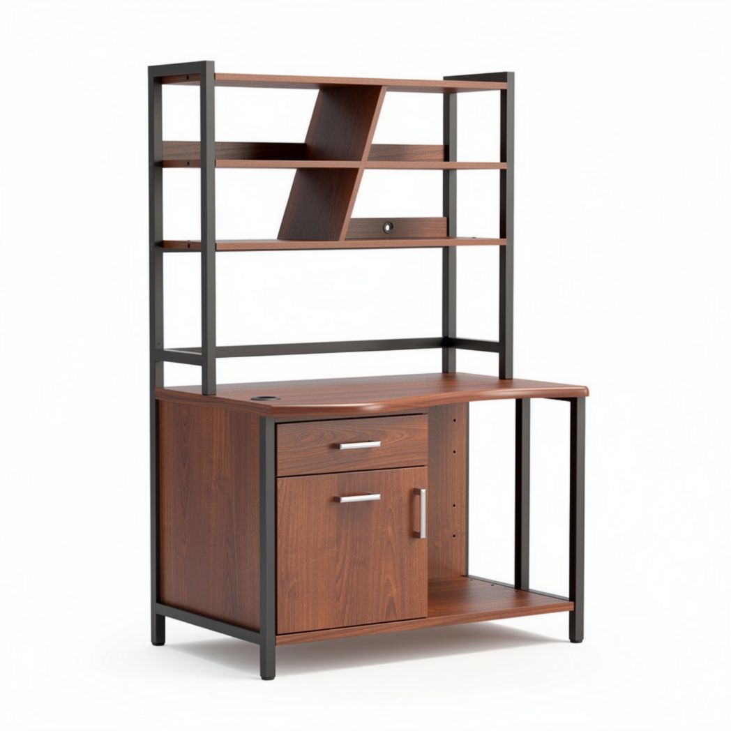 Bureau en bois avec étagères en métal dimensions 120 x 60 x 180 cm