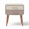 Table de chevet en bois avec deux tiroirs couleur beige et rose 45 x 40 x 50cm