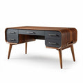 Bureau en bois avec finition noyer et tiroirs en métal 120 x 60 x 75cm