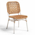 Chaise en rotin tressé et métal blanc pour intérieur et extérieur 45 x 50 x 80cm