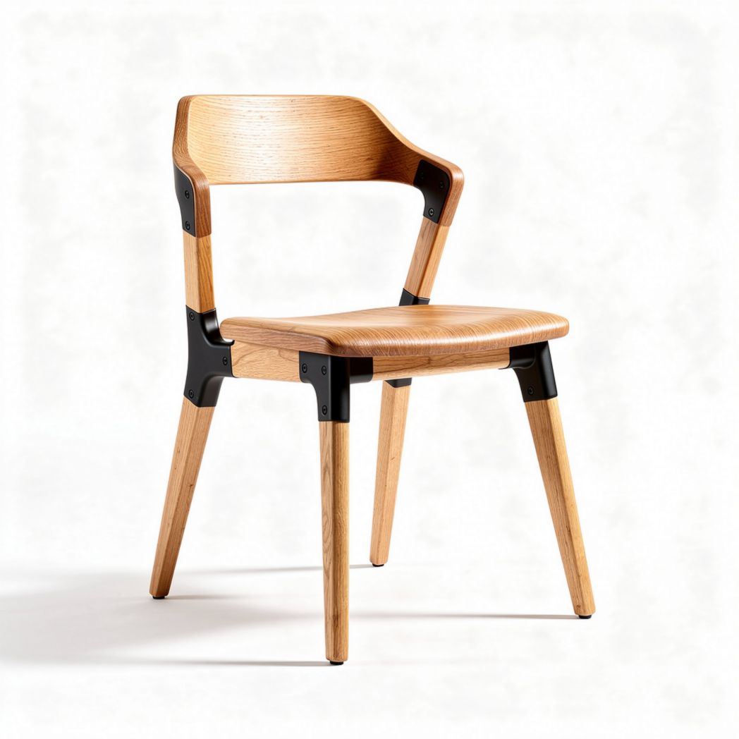 Chaise en bois brun avec dossier incurvé pour intérieur moderne