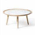 Table basse ronde en bois avec plateau en marbre 60 x 60 x 45cm