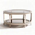 Table basse octogonale en métal doré avec verre noir 80 x 50 x 45 cm