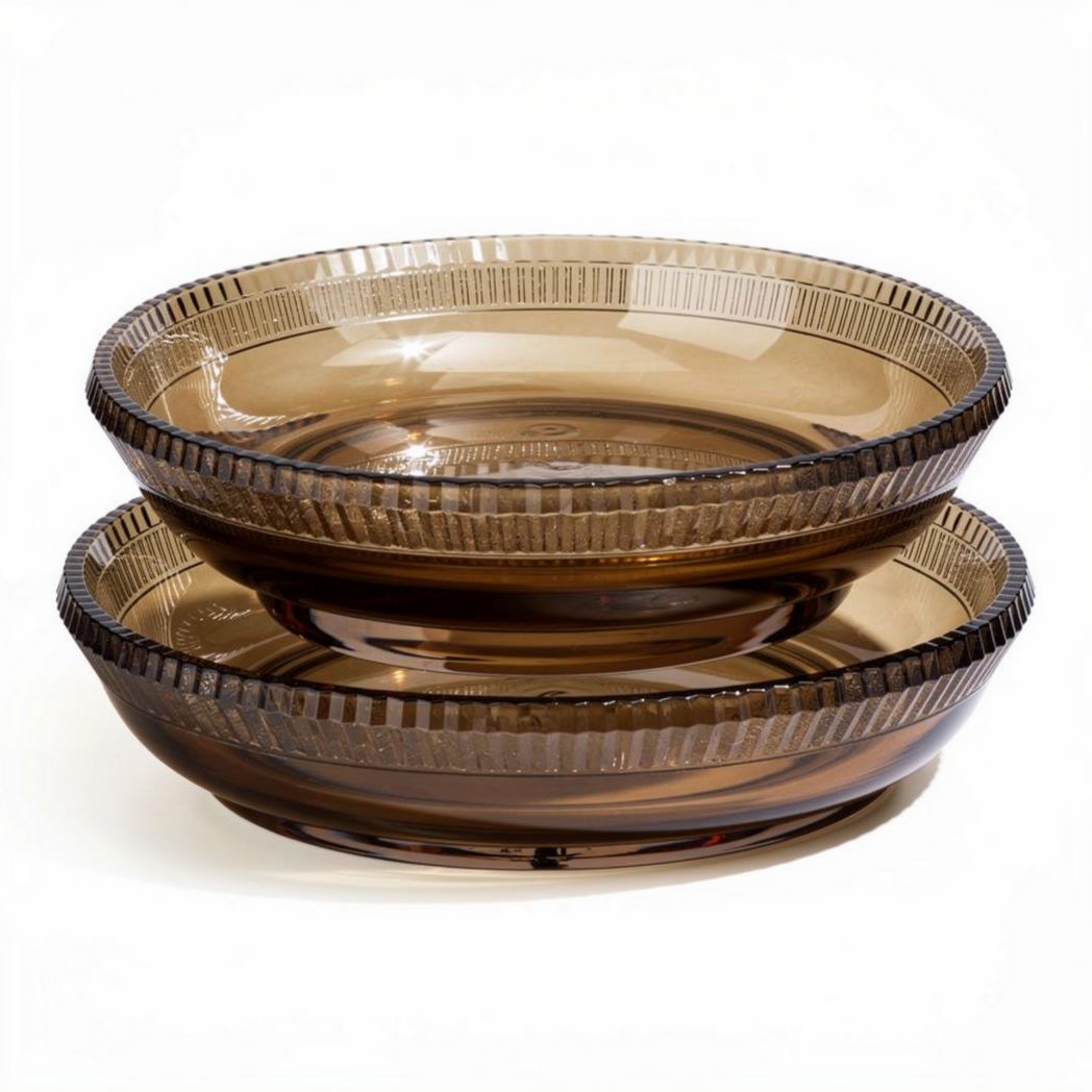 Assiettes en verre transparent fumé pour service de table 30 x 30 x 5cm