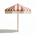 Parasol de jardin rayé rouge et crème en bois 50 x 50 x 240 cm