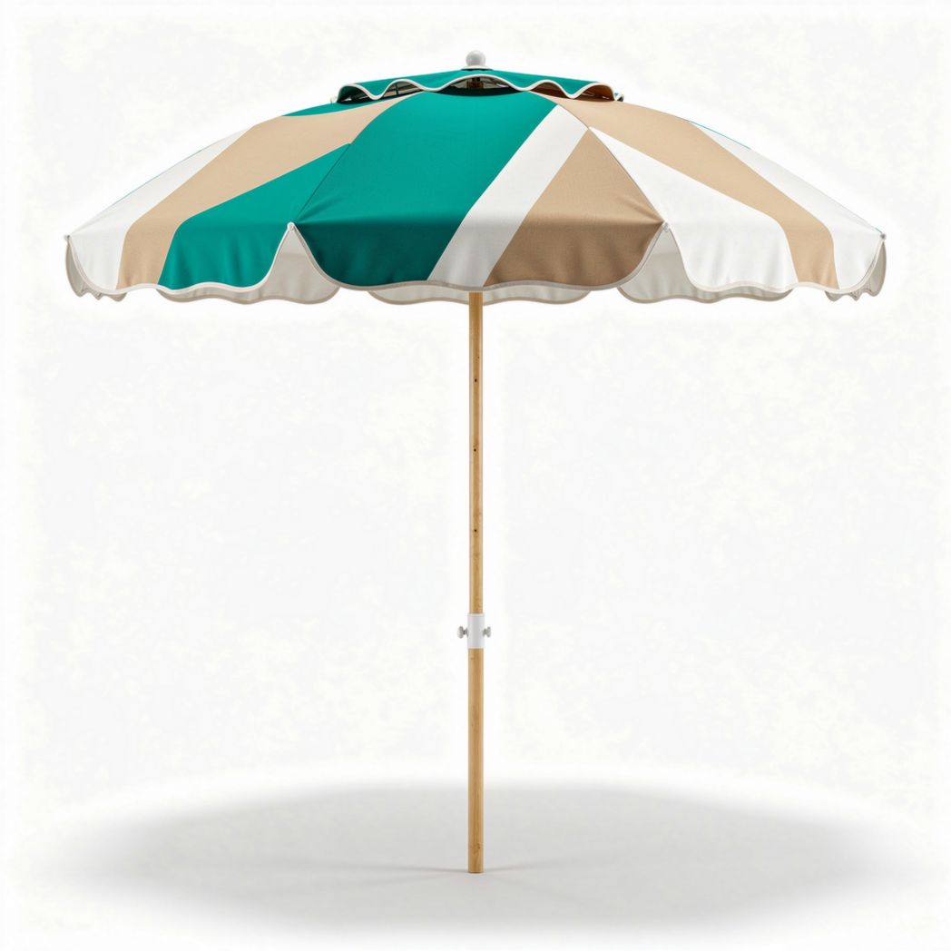 Parasol rayé bleu et blanc en polyester pour plage 180 x 180 x 250cm
