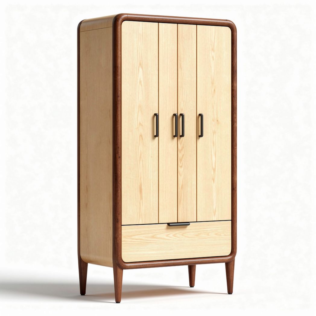 Armoire en bois de bambou avec design chevron 80 x 40 x 180cm