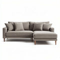 Canapé d'angle en tissu gris avec coussins déhoussables 230 x 90 x 85cm