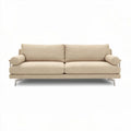 Canapé en tissu beige avec accoudoirs cylindriques dimensions 200 x 90 x 85cm